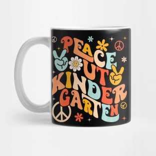 Peace Out Kindergarten Retro Teacher Kids Last Day Of School Mug